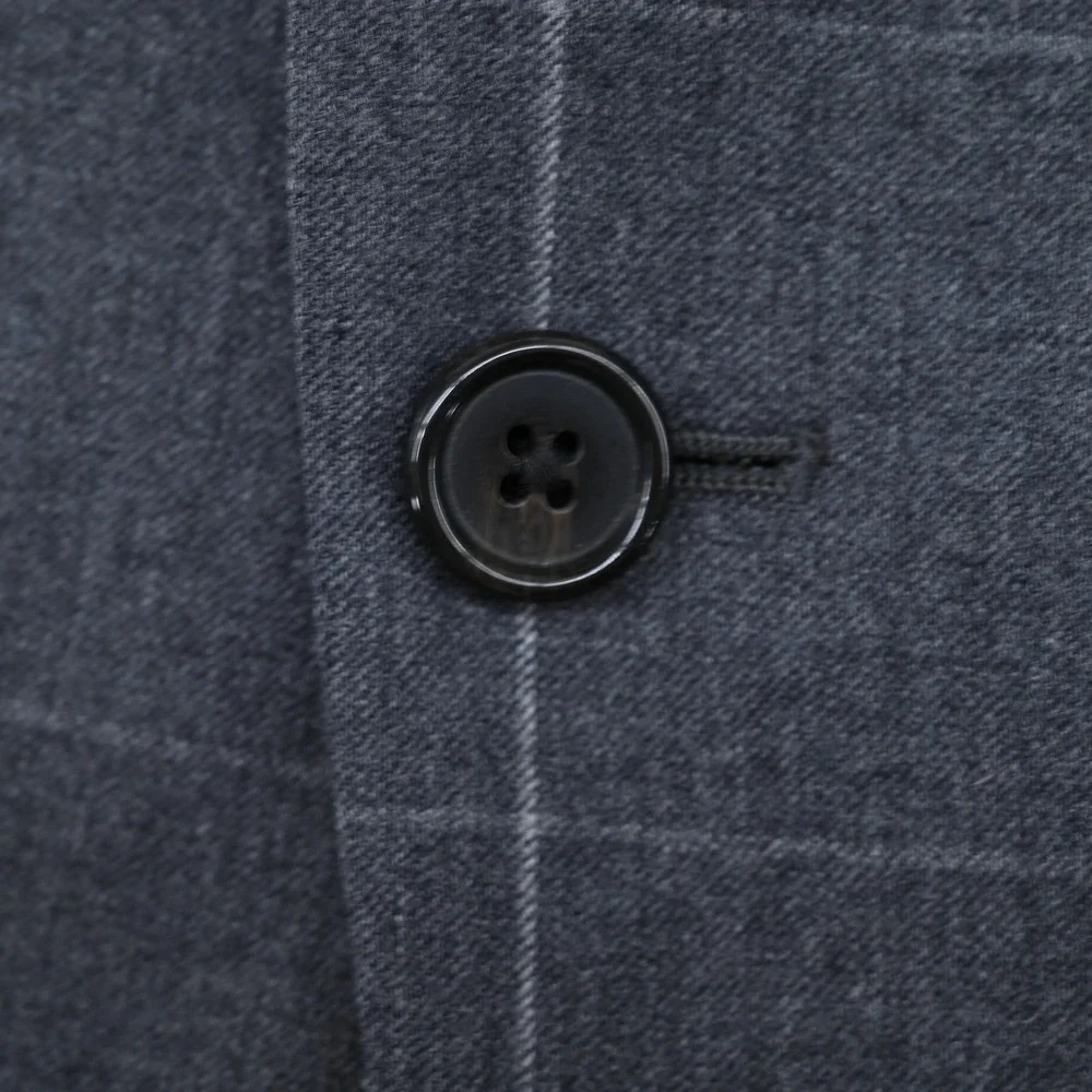 100% Wool Lauren Ralph Lauren Windowpane Plaid Grey Suit Jacket Blazer 46R Luxe